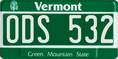 VT license plate ODS532
