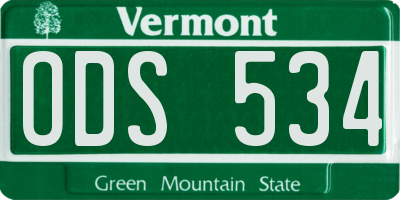 VT license plate ODS534