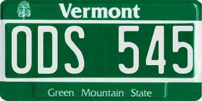 VT license plate ODS545
