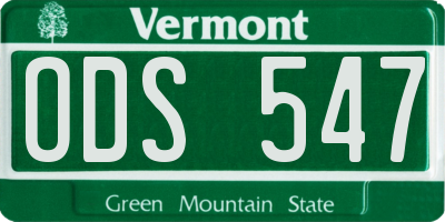 VT license plate ODS547