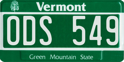 VT license plate ODS549