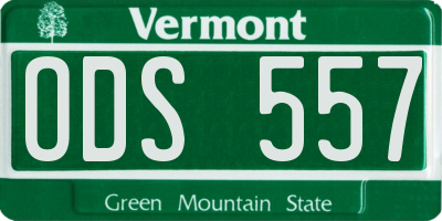 VT license plate ODS557
