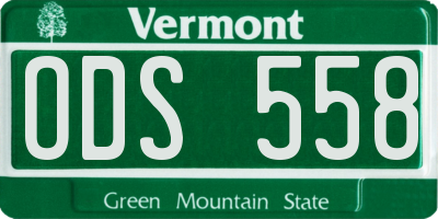 VT license plate ODS558