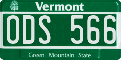 VT license plate ODS566
