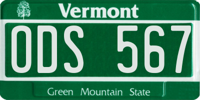 VT license plate ODS567