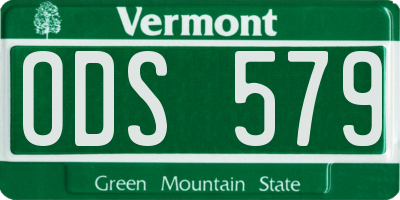 VT license plate ODS579