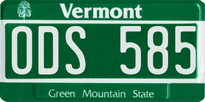 VT license plate ODS585