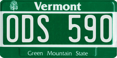 VT license plate ODS590