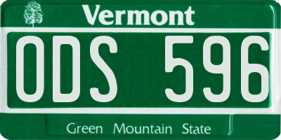 VT license plate ODS596