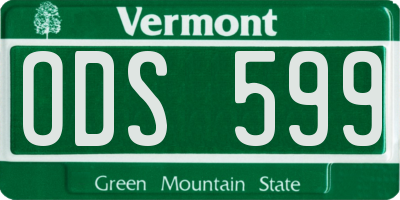 VT license plate ODS599
