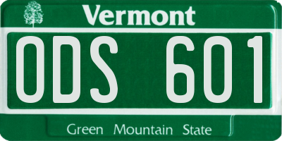 VT license plate ODS601