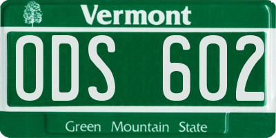 VT license plate ODS602