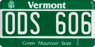 VT license plate ODS606
