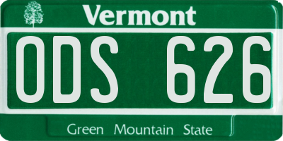 VT license plate ODS626