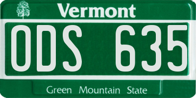VT license plate ODS635