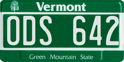 VT license plate ODS642