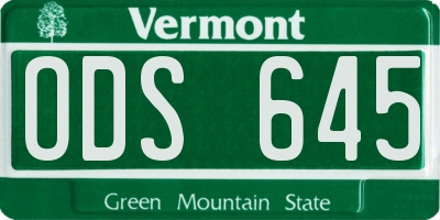 VT license plate ODS645