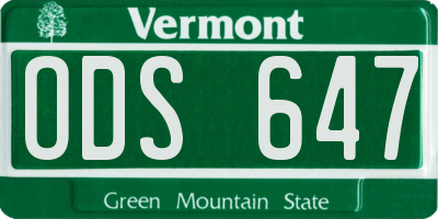 VT license plate ODS647
