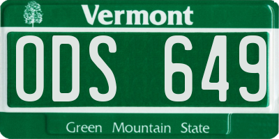 VT license plate ODS649
