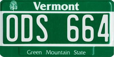 VT license plate ODS664