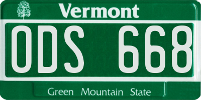 VT license plate ODS668