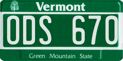VT license plate ODS670