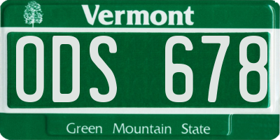 VT license plate ODS678