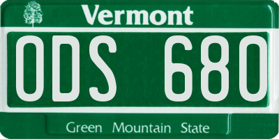 VT license plate ODS680