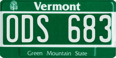 VT license plate ODS683