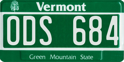 VT license plate ODS684