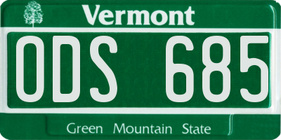 VT license plate ODS685