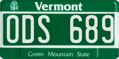 VT license plate ODS689