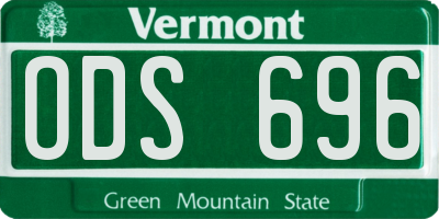 VT license plate ODS696