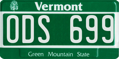 VT license plate ODS699