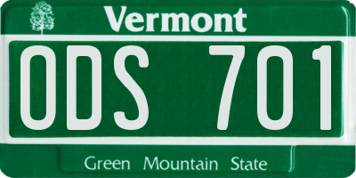 VT license plate ODS701