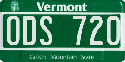 VT license plate ODS720