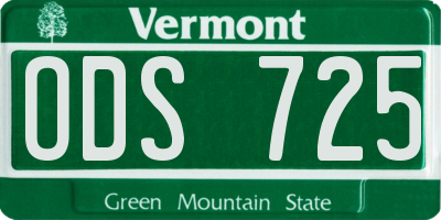 VT license plate ODS725