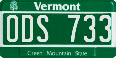 VT license plate ODS733