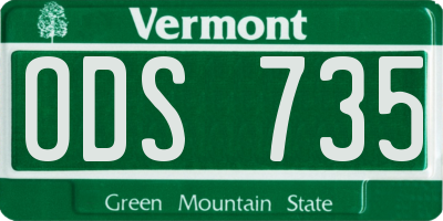 VT license plate ODS735