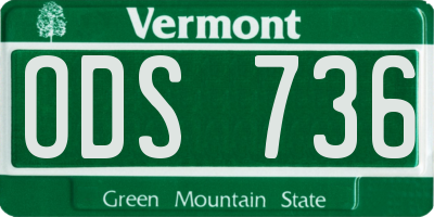 VT license plate ODS736