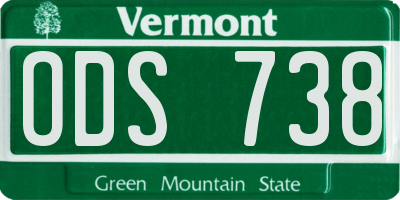 VT license plate ODS738
