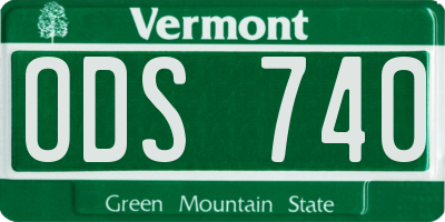 VT license plate ODS740