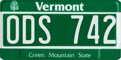 VT license plate ODS742