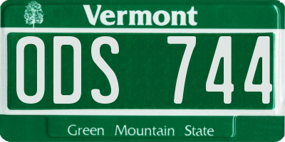 VT license plate ODS744