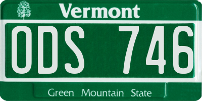 VT license plate ODS746
