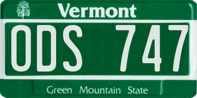 VT license plate ODS747