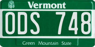 VT license plate ODS748