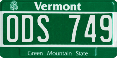 VT license plate ODS749