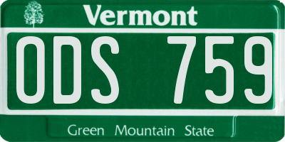 VT license plate ODS759