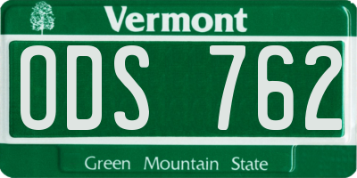 VT license plate ODS762